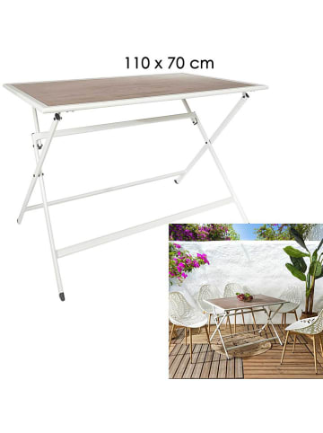 Garden Spirit Gartentisch ''Barcelone'' in Weiß/ Hellbraun - (B)110 x (H)71 x (T)70 cm