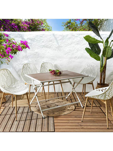 Garden Spirit Gartentisch ''Barcelone'' in Weiß/ Hellbraun - (B)110 x (H)71 x (T)70 cm