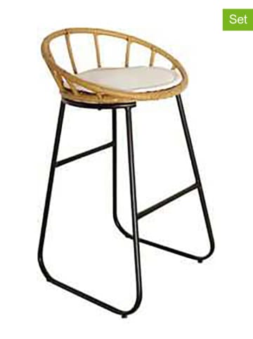 Ethnical Life 2er-Set: Gartenhocker "Surabaya" in Hellbraun - (B)50 x (H)91 x (T)51 cm