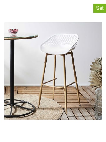 Garden Spirit Krzesła barowe (2 szt.) w kolorze białym - 45,5 x 88 x 47,6 cm