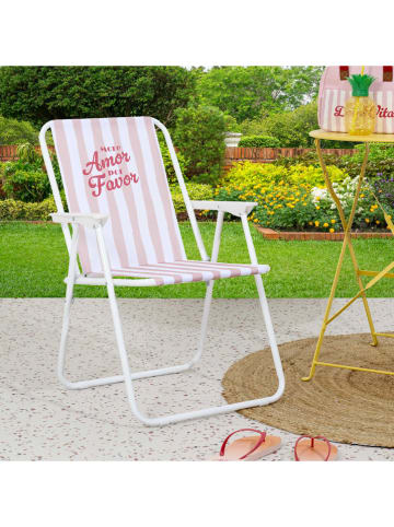 Garden Spirit Klapstoel "Dolce Vita" lichtroze/wit - (B)44 x (H)75 x (D)52 cm