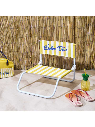 Garden Spirit Krzesło składane "Dolce Vita" w kolorze żółto-białym - 44 x 47 x 52 cm
