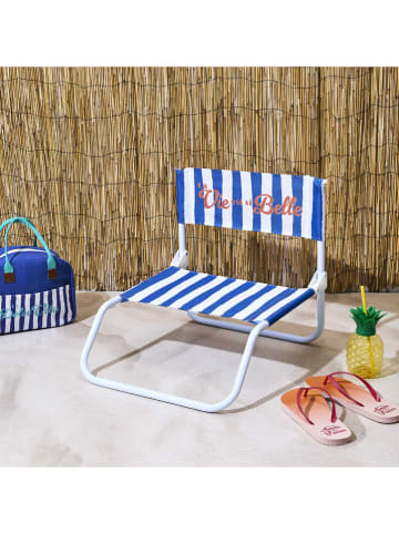 Garden Spirit Krzesło składane "Dolce Vita" w kolorze niebiesko-białym - 44 x 47 x 52 cm