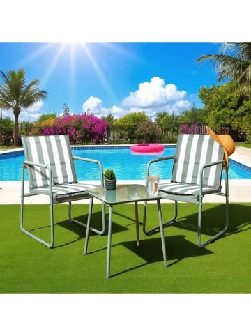 Garden Spirit 3-częściowy zestaw mebli ogrodowych "Namur" w kolorze zielono-białym