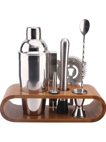 COOK CONCEPT 8tlg. Cocktail-Set in Silber/ Bambus