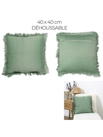 Garden Spirit Kussen "Gaufre" groen - (L)40 x (B)40 cm