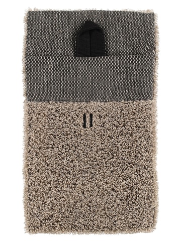 Rento Washandschoen ''Terry'' zwart/beige - (L)24 x (B)14 cm