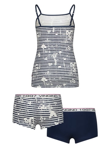 Vingino 3-częściowy zestaw bielizny w kolorze granatowo-białym