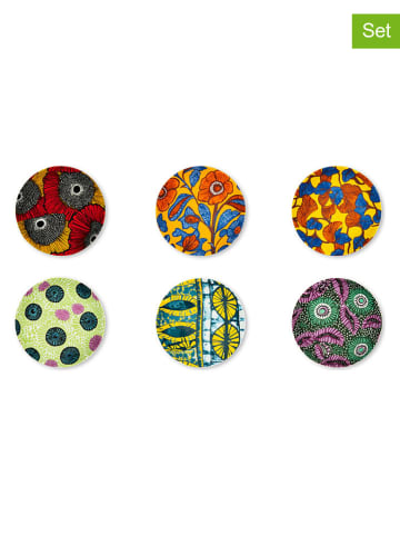 Trendy Kitchen by EXCÉLSA 6-delige set: onderzetters "Afrika Chic" meerkleurig - Ø 15 cm