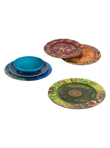 Trendy Kitchen by EXCÉLSA 6-delige set: serveerborden "Aboriginal" meerkleurig - Ø 33 cm