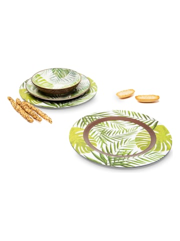 Trendy Kitchen by EXCÉLSA 6er-Set: Servierteller "Foliage" in Grün - Ø 33 cm
