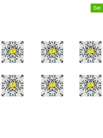 Trendy Kitchen by EXCÉLSA 6-delige set: soepborden "Amalfi" donkerblauw/geel - (B)17,5 x (H)5 x (D)17,5 cm