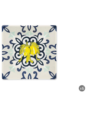 Trendy Kitchen by EXCÉLSA 6er-Set: Suppenteller "Amalfi" in Dunkelblau/ Gelb - (B)17,5 x (H)5 x (T)17,5 cm