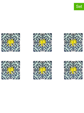 Trendy Kitchen by EXCÉLSA Talerze śniadaniowe (6 szt.) w kolorze turkusowo-żółtym - 18 x 2 x 18 cm