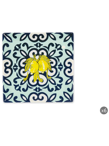 Trendy Kitchen by EXCÉLSA 6er-Set: Frühstücksteller "Amalfi" in Türkis/ Gelb - (B)18 x (H)2 x (T)18 cm