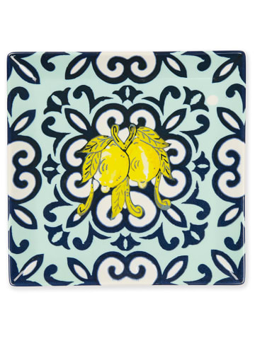 Trendy Kitchen by EXCÉLSA 6-delige set: ontbijtborden "Amalfi" turquoise/geel - (B)18 x (H)2 x (D)18 cm