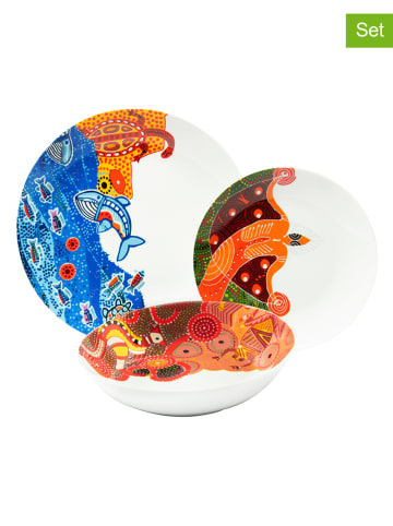 Trendy Kitchen by EXCÉLSA 18-częściowy zestaw talerzy "Australian" ze wzorem