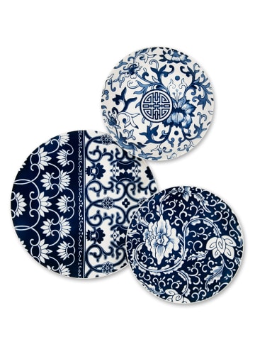 Trendy Kitchen by EXCÉLSA 18-częściowy zestaw talerzy "Blue Silk" w kolorze granatowym