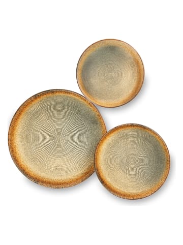 Trendy Kitchen by EXCÉLSA 12-częściowy zestaw talerzy "Demetra" w kolorze jasnobrązowym