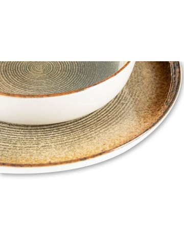 Trendy Kitchen by EXCÉLSA 6-delige set: dinerborden "Demetra" wit/beige - Ø 27 cm