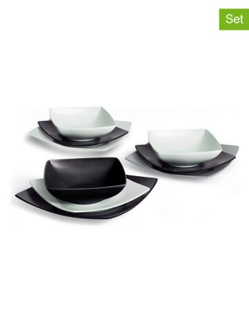 Trendy Kitchen by EXCÉLSA 18-delig tafelservies "Eclipse" wit/zwart
