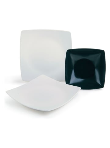 Trendy Kitchen by EXCÉLSA 18-częściowy zestaw talerzy "Eclipse" w kolorze biało-czarnym