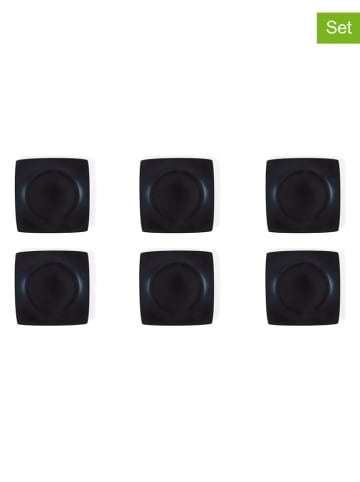 Trendy Kitchen by EXCÉLSA 6-delige set: dessertborden "Eclipse" zwart - (B)21 x (H)21 cm