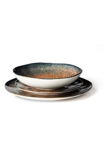 Trendy Kitchen by EXCÉLSA 12-delig tafelservies "Efesto" lichtbruin/blauw