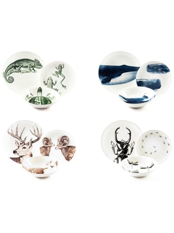 Trendy Kitchen by EXCÉLSA 12-częściowy zestaw talerzy "Faune&Flore" ze wzorem