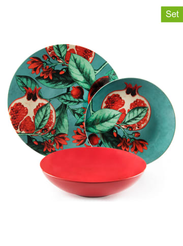 Trendy Kitchen by EXCÉLSA 18-delig tafelservies "Granada" turquoise/meerkleurig