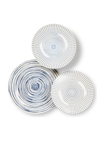 Trendy Kitchen by EXCÉLSA 18-częściowy zestaw talerzy w kolorze biało-niebieskim