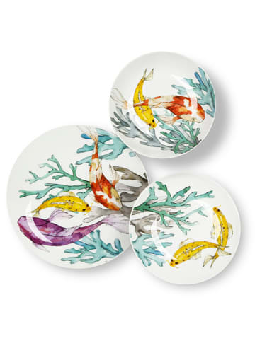 Trendy Kitchen by EXCÉLSA 18-delig tafelservies "Hokkaido" meerkleurig/wit