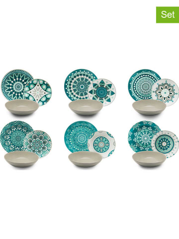 Trendy Kitchen by EXCÉLSA 18tlg. Tafelservice in Grün/ Grau