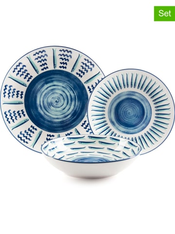 Trendy Kitchen by EXCÉLSA 18-delig tafelservies "Mediterraneo" wit/blauw