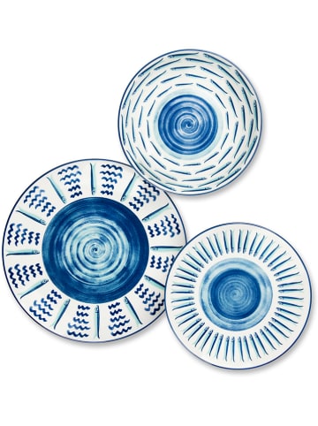 Trendy Kitchen by EXCÉLSA 18tlg. Tafelservice "Mediterraneo" in Weiß/ Blau