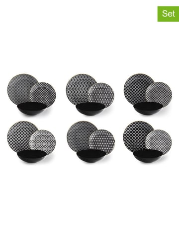 Trendy Kitchen by EXCÉLSA 18tlg. Tafelservice "Monochrome" in Schwarz/ Weiß/ Gold