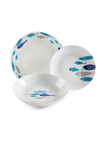 Trendy Kitchen by EXCÉLSA 18-delig tafelservies "North Sea" wit/blauw