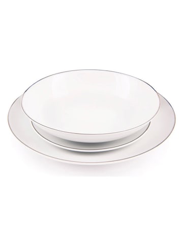 Trendy Kitchen by EXCÉLSA 18-częściowy zestaw talerzy "Platinum" w kolorze białym