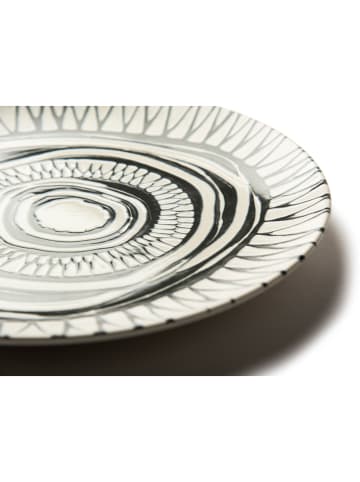 Trendy Kitchen by EXCÉLSA 12-częściowy zestaw talerzy "Tribal" w kolorze czarno-białym