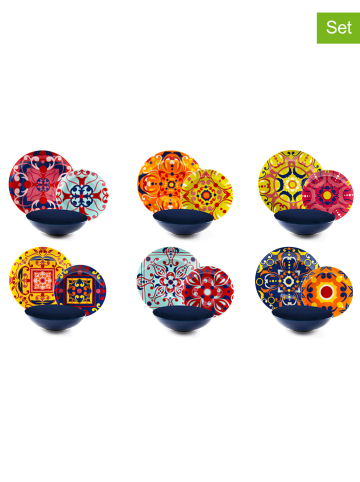 Trendy Kitchen by EXCÉLSA 18-częściowy zestaw talerzy "Venice" ze wzorem