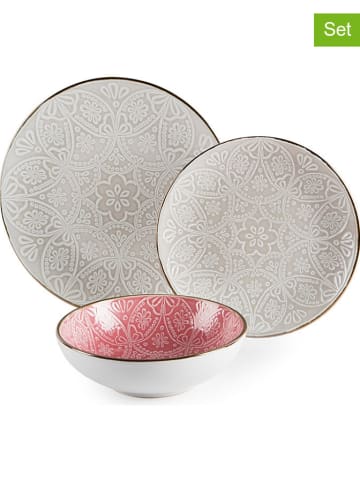 Trendy Kitchen by EXCÉLSA 18tlg. Tafelservice "Versailles" in Rosa/ Grau