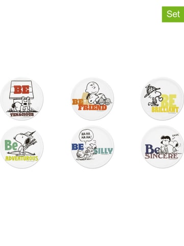 Trendy Kitchen by EXCÉLSA 6-delige set: placemats "Peanuts Be" wit/meerkleurig - Ø 30,5 cm