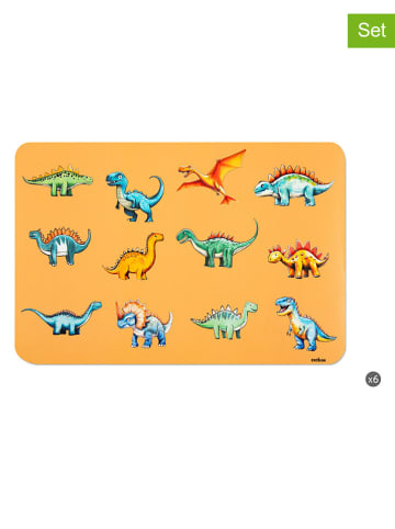 Trendy Kitchen by EXCÉLSA 6-delige set: placemats "Dino" geel/turquoise - (L)43,5 x (B)29 cm