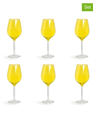 Trendy Kitchen by EXCÉLSA Kieliszki (6 szt.) "Color Wine" w kolorze żółtym do wina - 500 ml
