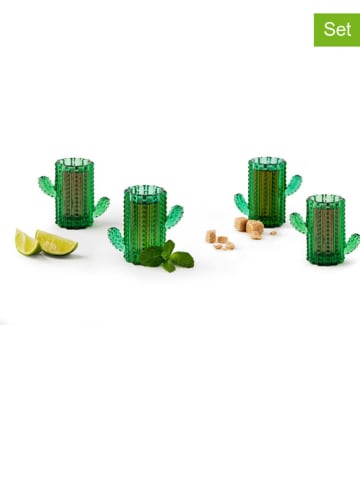 Trendy Kitchen by EXCÉLSA 4er-Set: Likörgläser "Cactus" in Grün - 50 ml