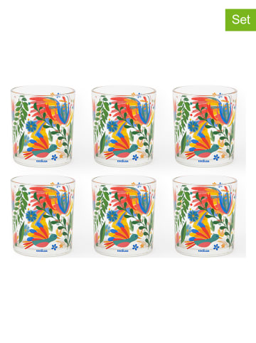 Trendy Kitchen by EXCÉLSA 6-delige set: glazen "Mexican Flowers" meerkleurig - 250 ml