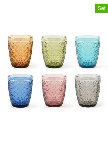 Trendy Kitchen by EXCÉLSA 6er-Set: Gläser "Ginkgo" in Bunt - 300 ml