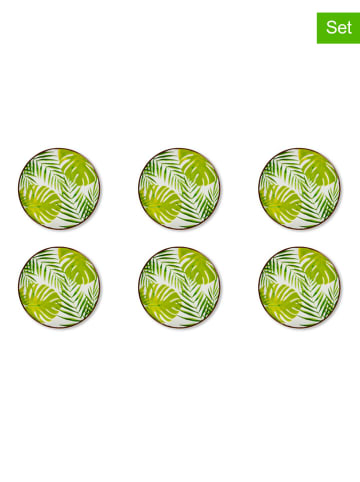 Trendy Kitchen by EXCÉLSA 6-delige set: onderzetters "Foliage" groen - Ø 10,5 cm