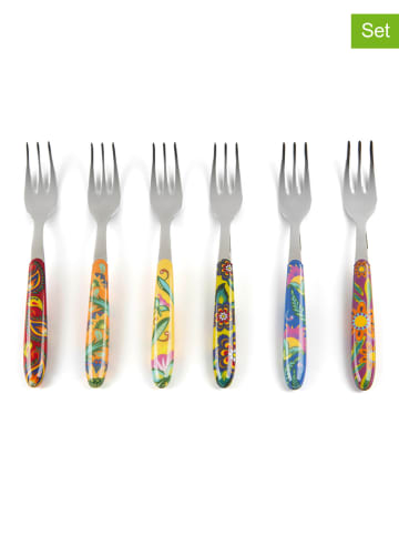 Trendy Kitchen by EXCÉLSA 6-delige set: dessertvorken meerkleurig - (H)15 cm