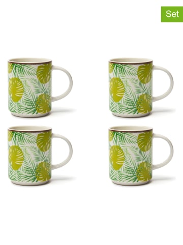 Trendy Kitchen by EXCÉLSA Kubki (4 szt.) "Foliage" w kolorze zielonym do kawy - 300 ml